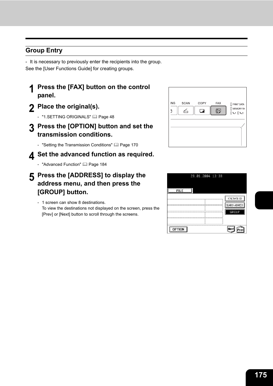 Group entry | Toshiba E-STUDIO230/280 User Manual | Page 177 / 316