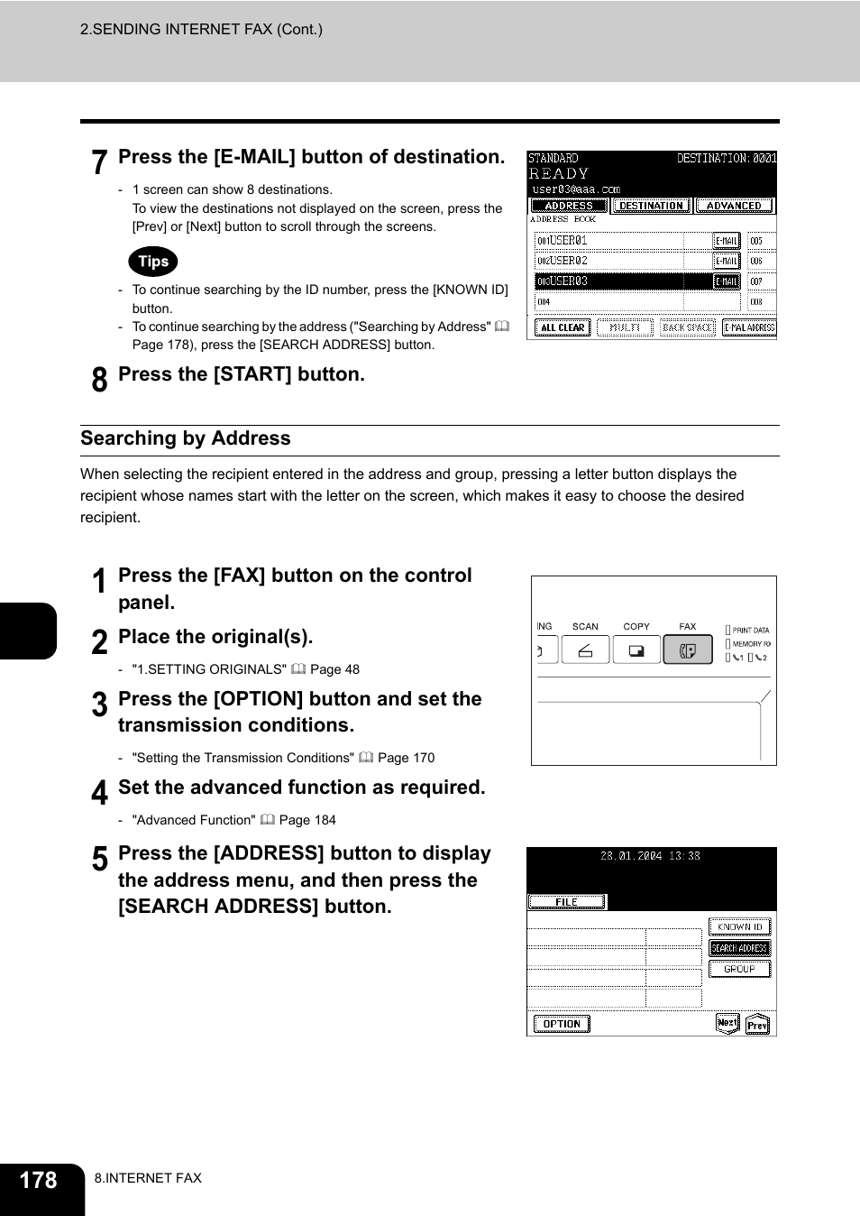 Searching by address | Toshiba E-STUDIO230/280 User Manual | Page 180 / 316