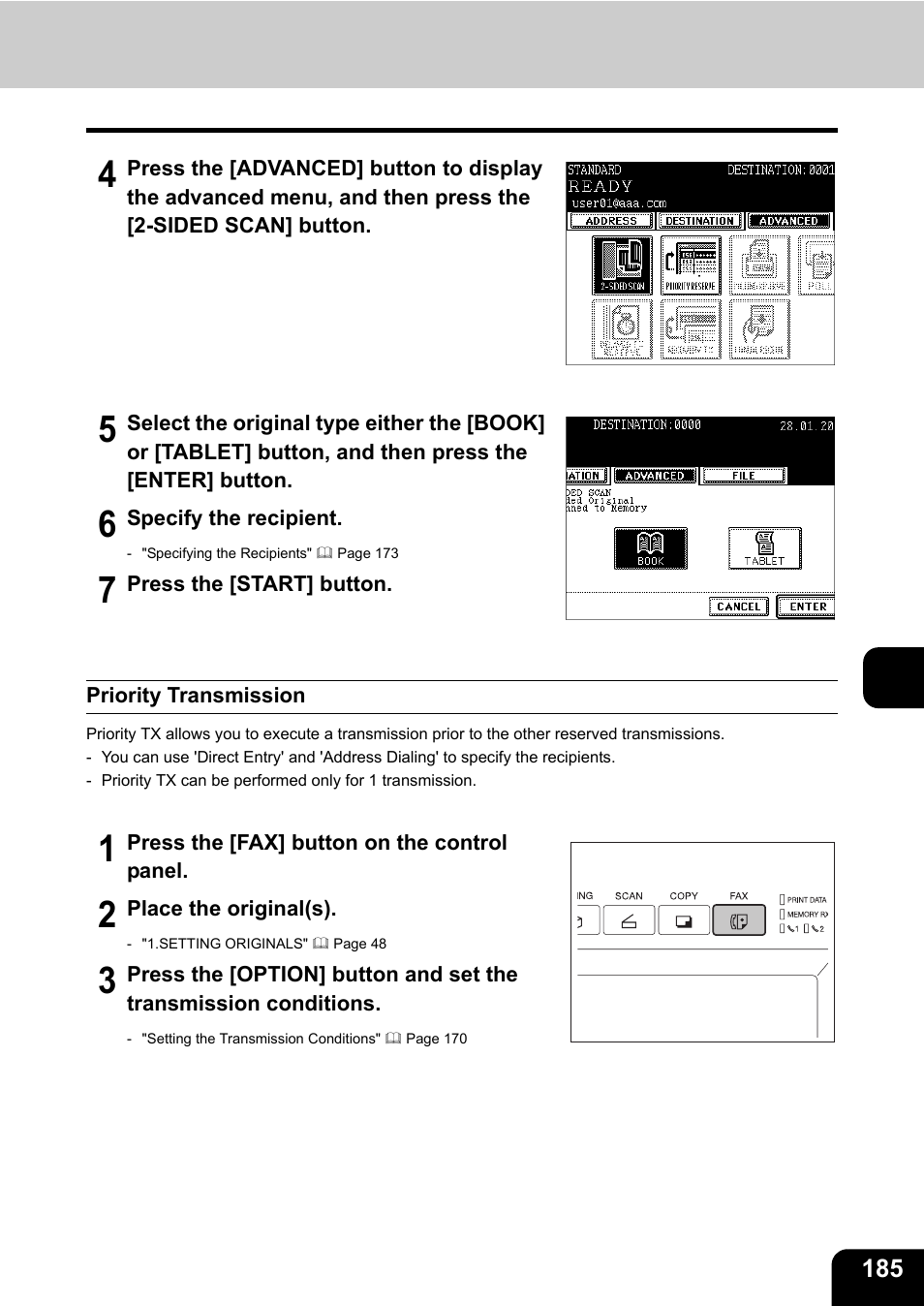 Priority transmission | Toshiba E-STUDIO230/280 User Manual | Page 187 / 316