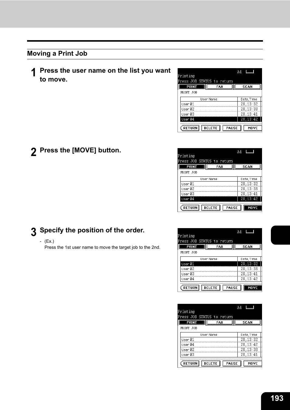 Moving a print job | Toshiba E-STUDIO230/280 User Manual | Page 195 / 316