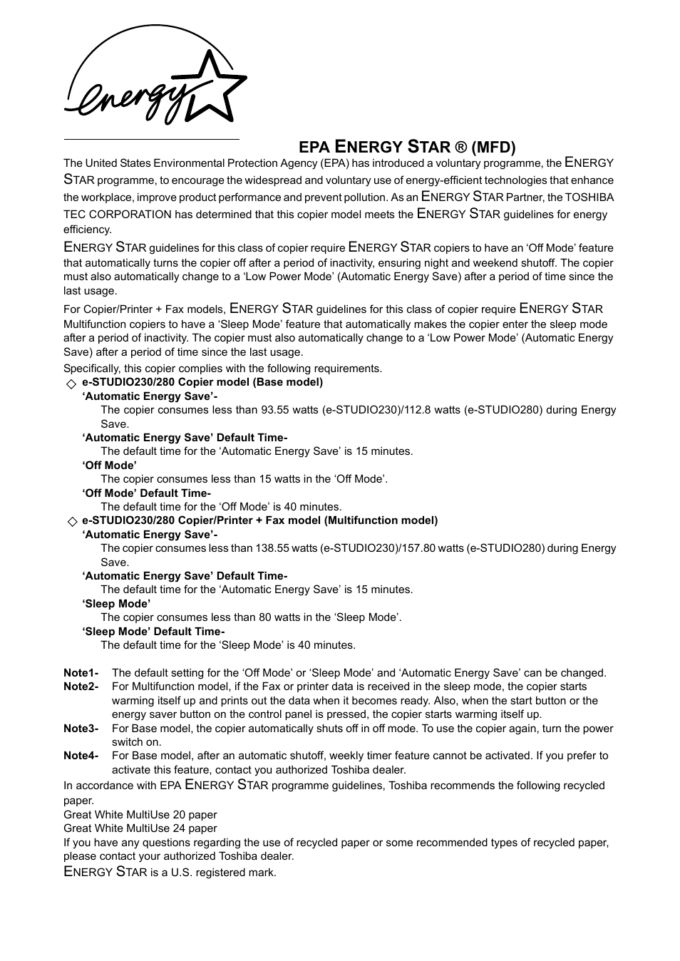 Nergy, Tar ® (mfd) | Toshiba E-STUDIO230/280 User Manual | Page 2 / 316