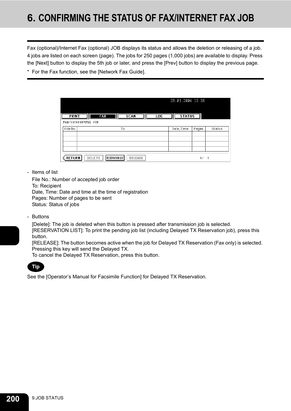 Confirming the status of fax/internet fax job | Toshiba E-STUDIO230/280 User Manual | Page 202 / 316