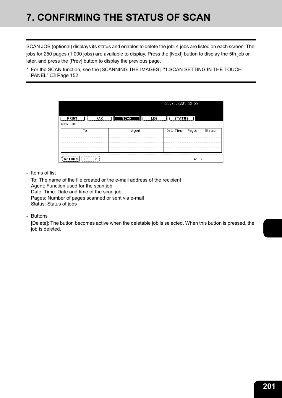 Confirming the status of scan | Toshiba E-STUDIO230/280 User Manual | Page 203 / 316