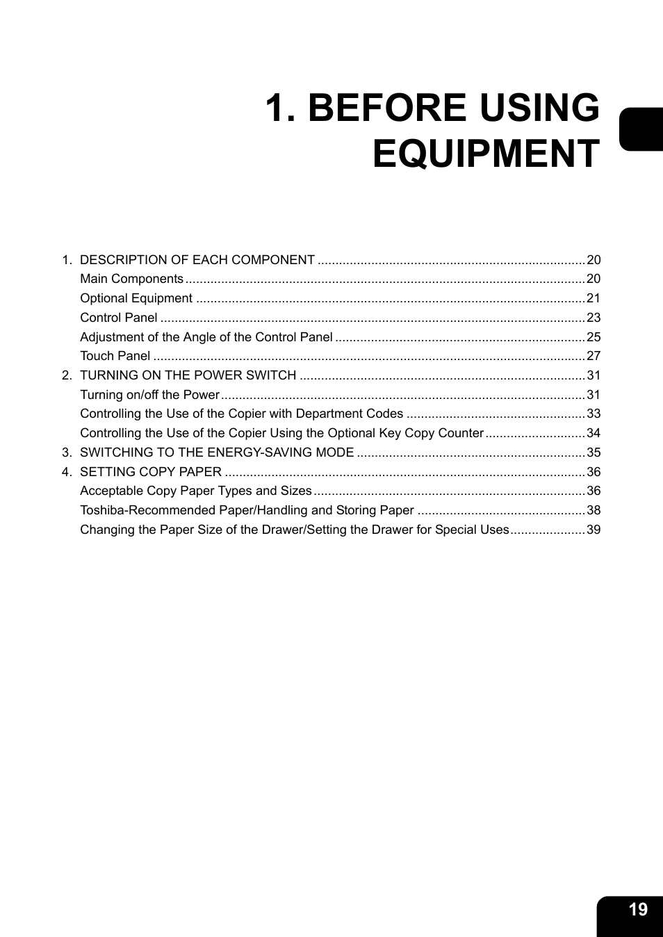 Before using equipment | Toshiba E-STUDIO230/280 User Manual | Page 21 / 316