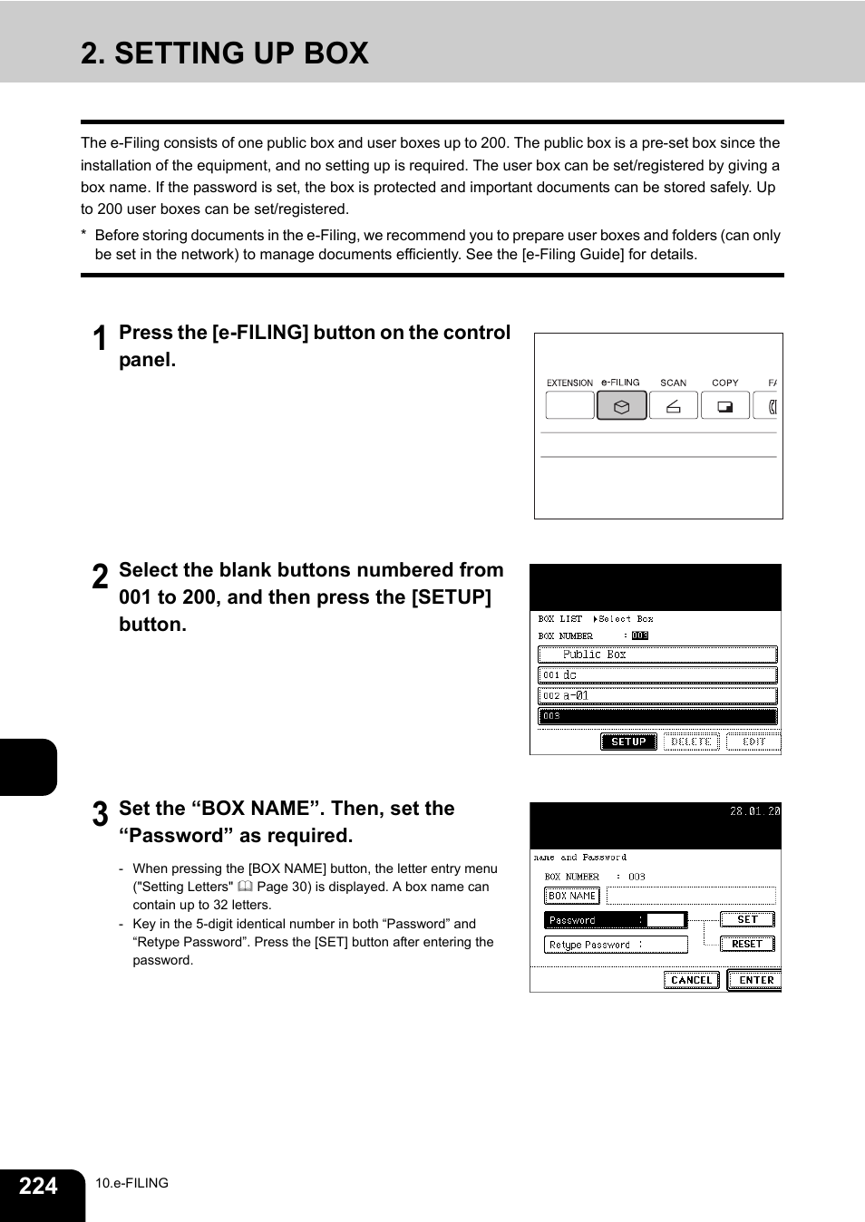 Setting up box, 10 2. setting up box | Toshiba E-STUDIO230/280 User Manual | Page 226 / 316