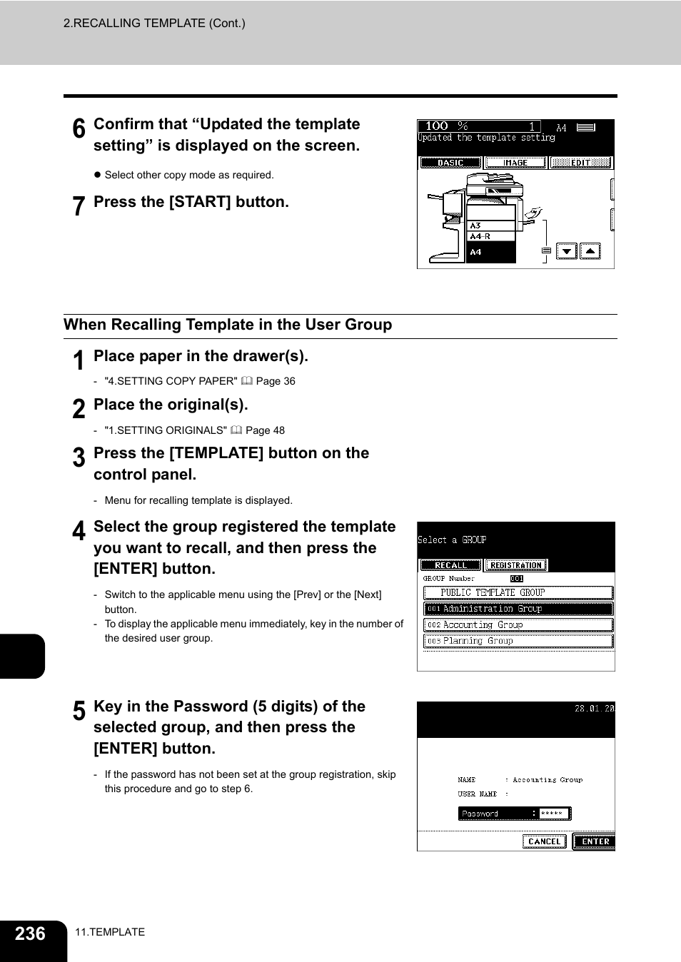 When recalling template in the user group | Toshiba E-STUDIO230/280 User Manual | Page 238 / 316