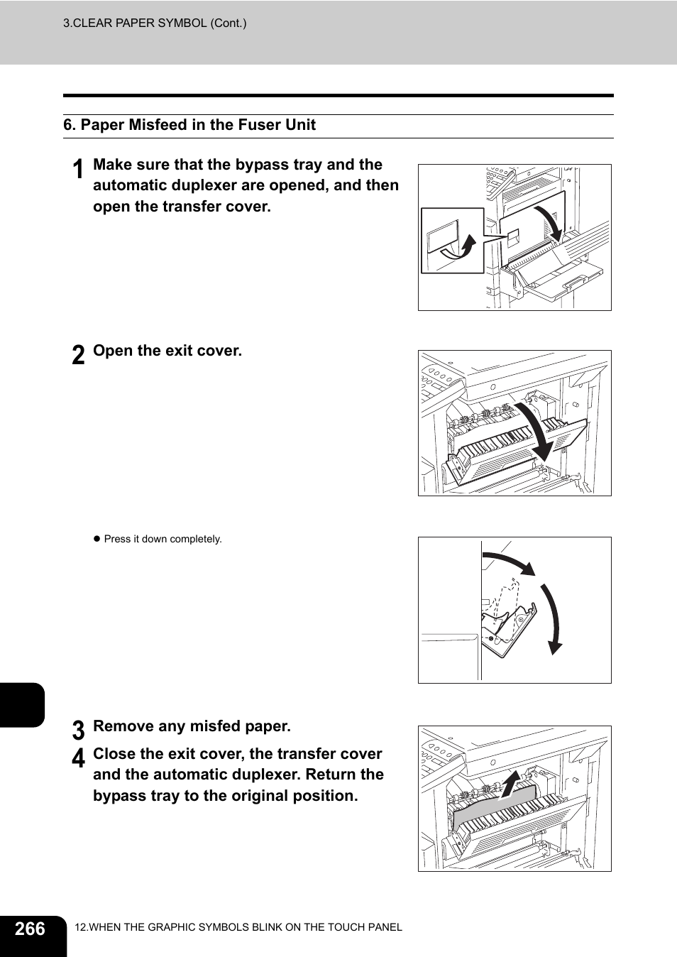 Paper misfeed in the fuser unit | Toshiba E-STUDIO230/280 User Manual | Page 268 / 316