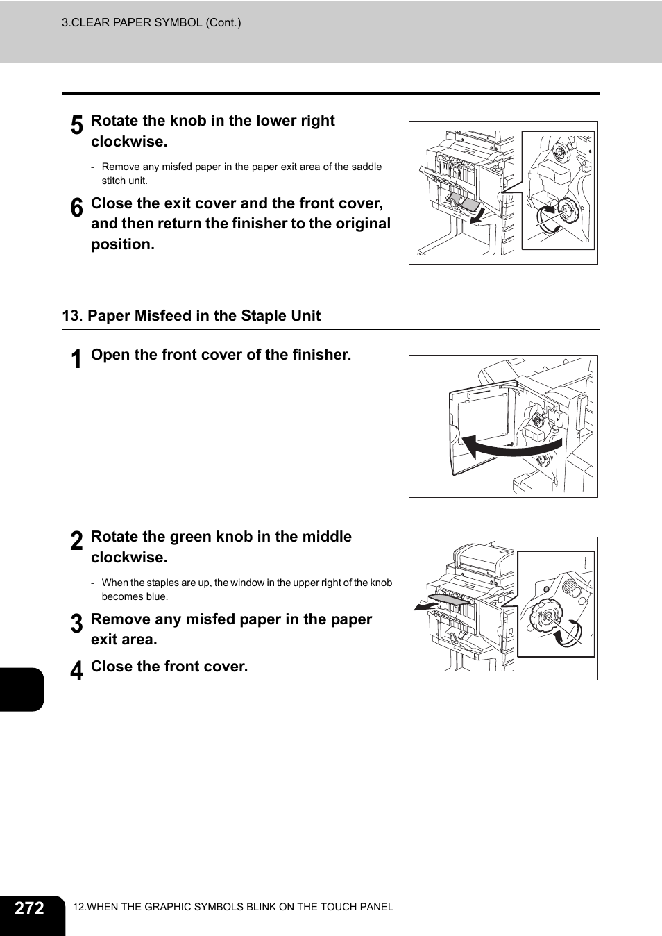 Paper misfeed in the staple unit | Toshiba E-STUDIO230/280 User Manual | Page 274 / 316