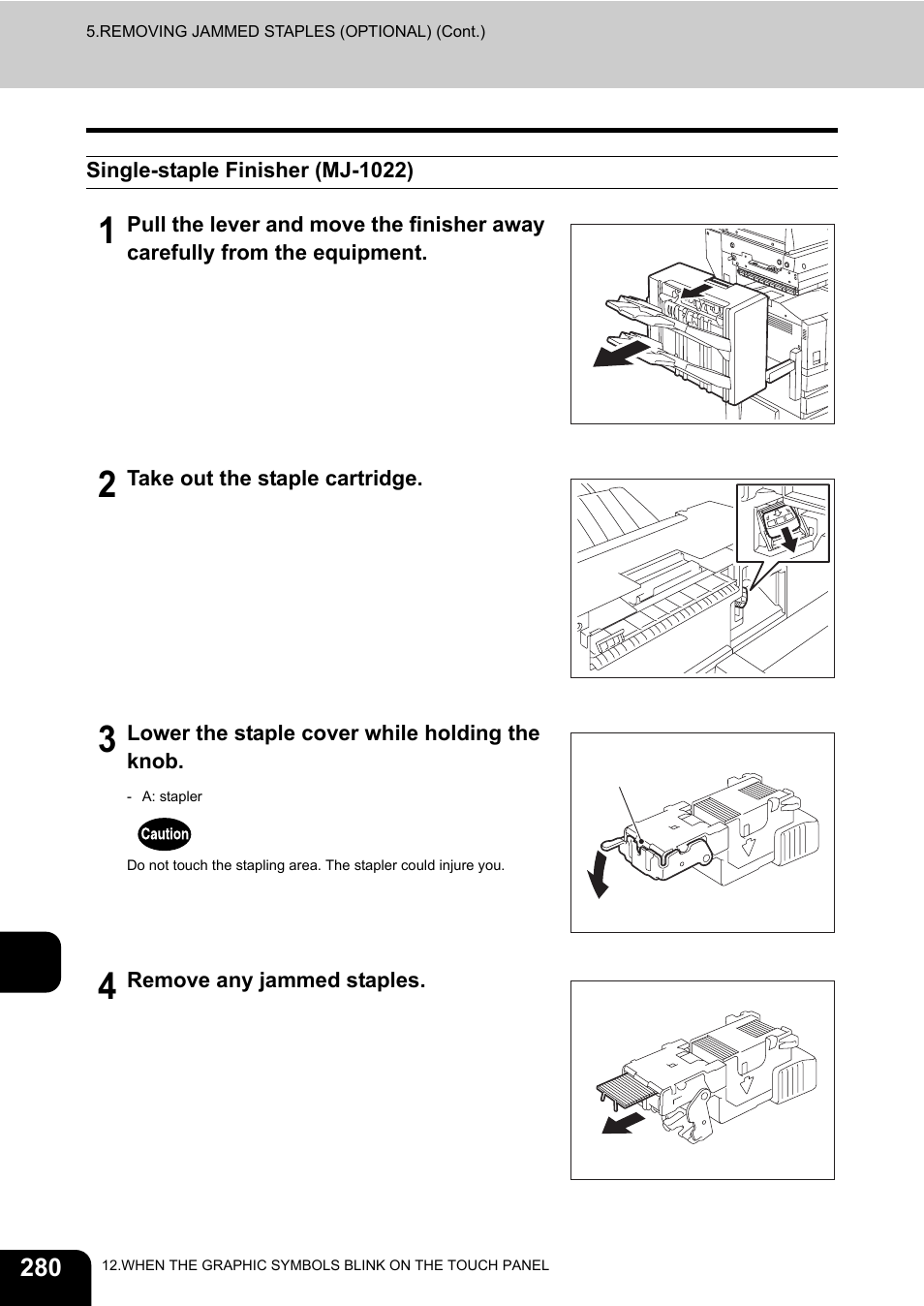 Single-staple finisher (mj-1022) | Toshiba E-STUDIO230/280 User Manual | Page 282 / 316