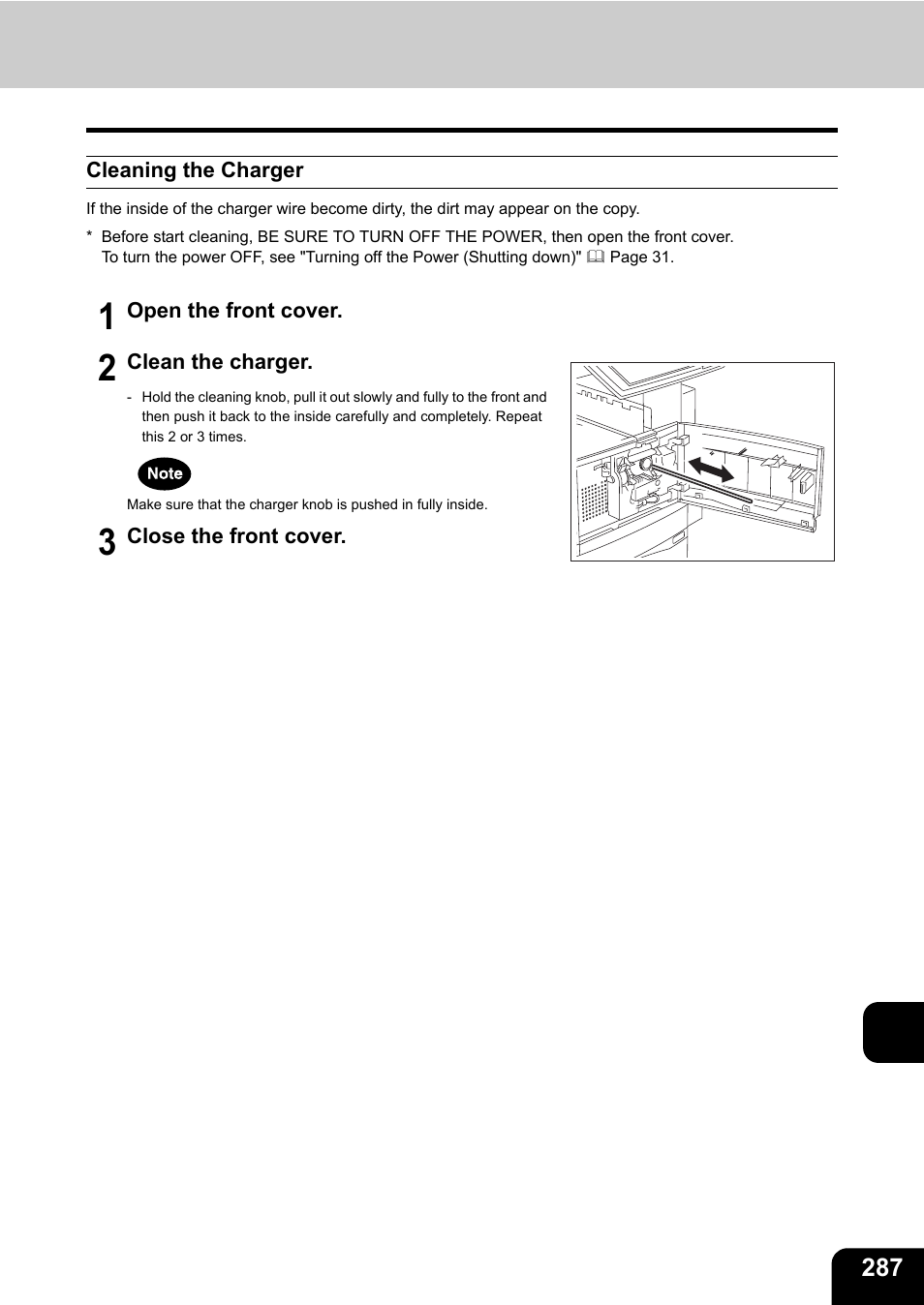 Cleaning the charger | Toshiba E-STUDIO230/280 User Manual | Page 289 / 316