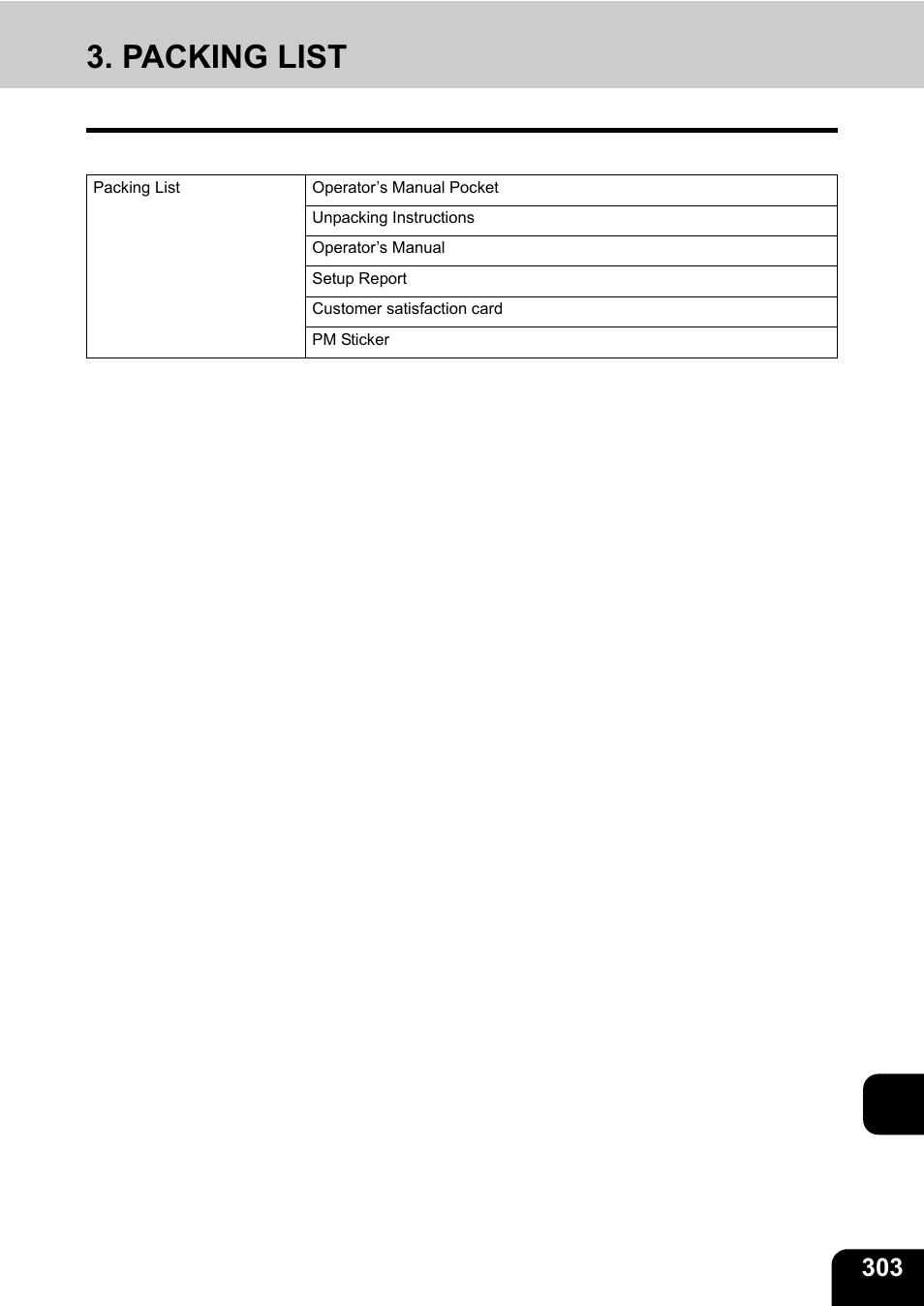 Packing list, 14 3. packing list | Toshiba E-STUDIO230/280 User Manual | Page 305 / 316