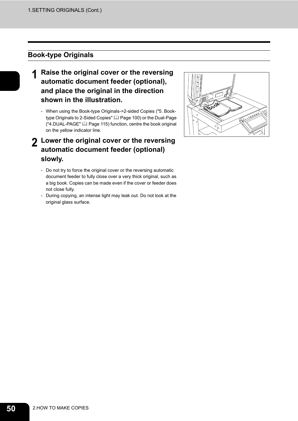 Book-type originals | Toshiba E-STUDIO230/280 User Manual | Page 52 / 316