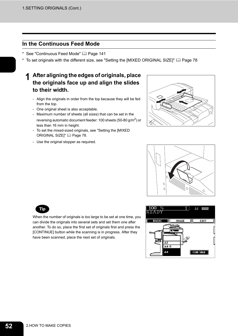 In the continuous feed mode | Toshiba E-STUDIO230/280 User Manual | Page 54 / 316