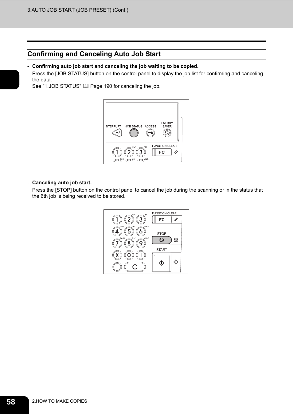 Confirming and canceling auto job start | Toshiba E-STUDIO230/280 User Manual | Page 60 / 316