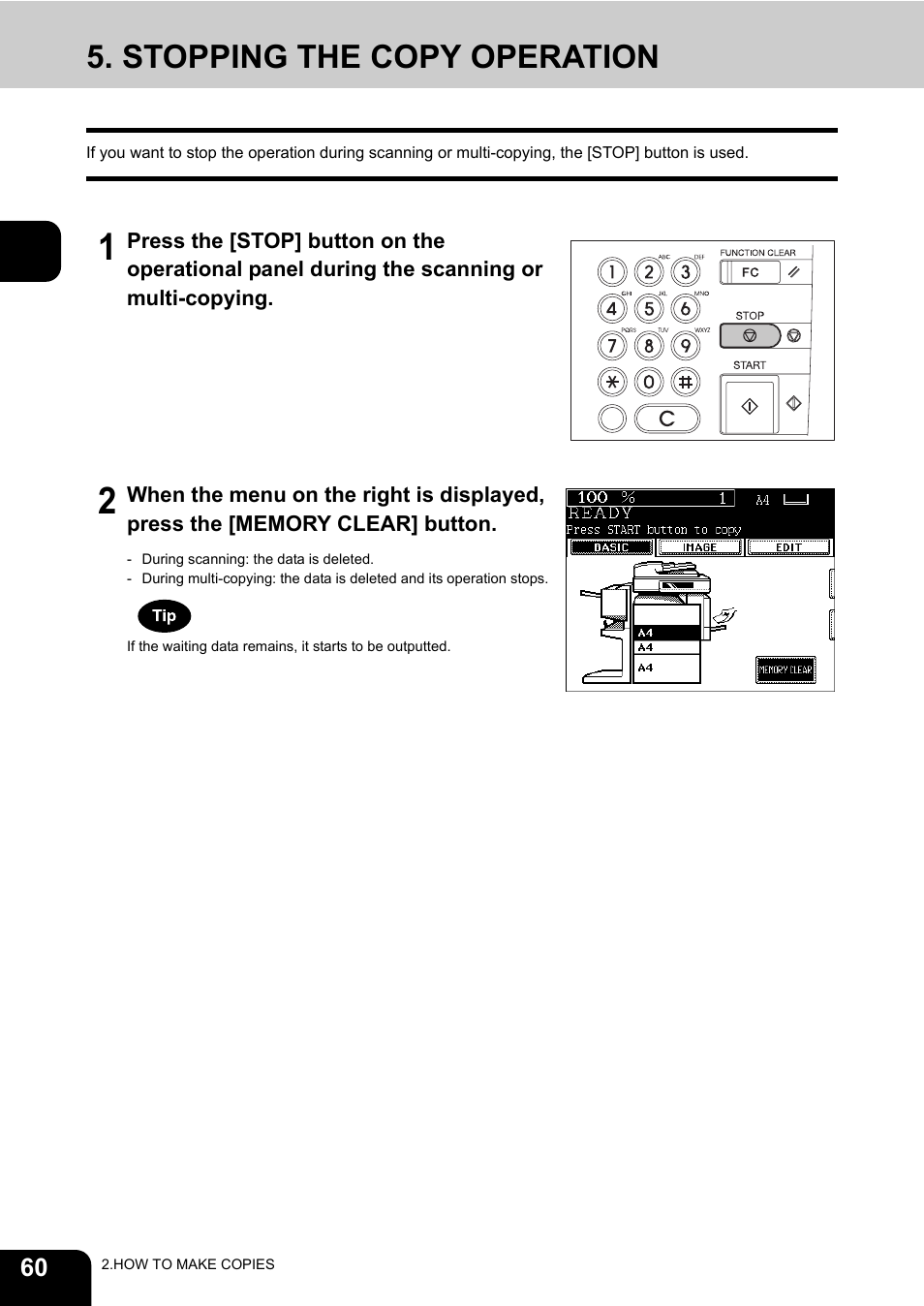 Stopping the copy operation | Toshiba E-STUDIO230/280 User Manual | Page 62 / 316