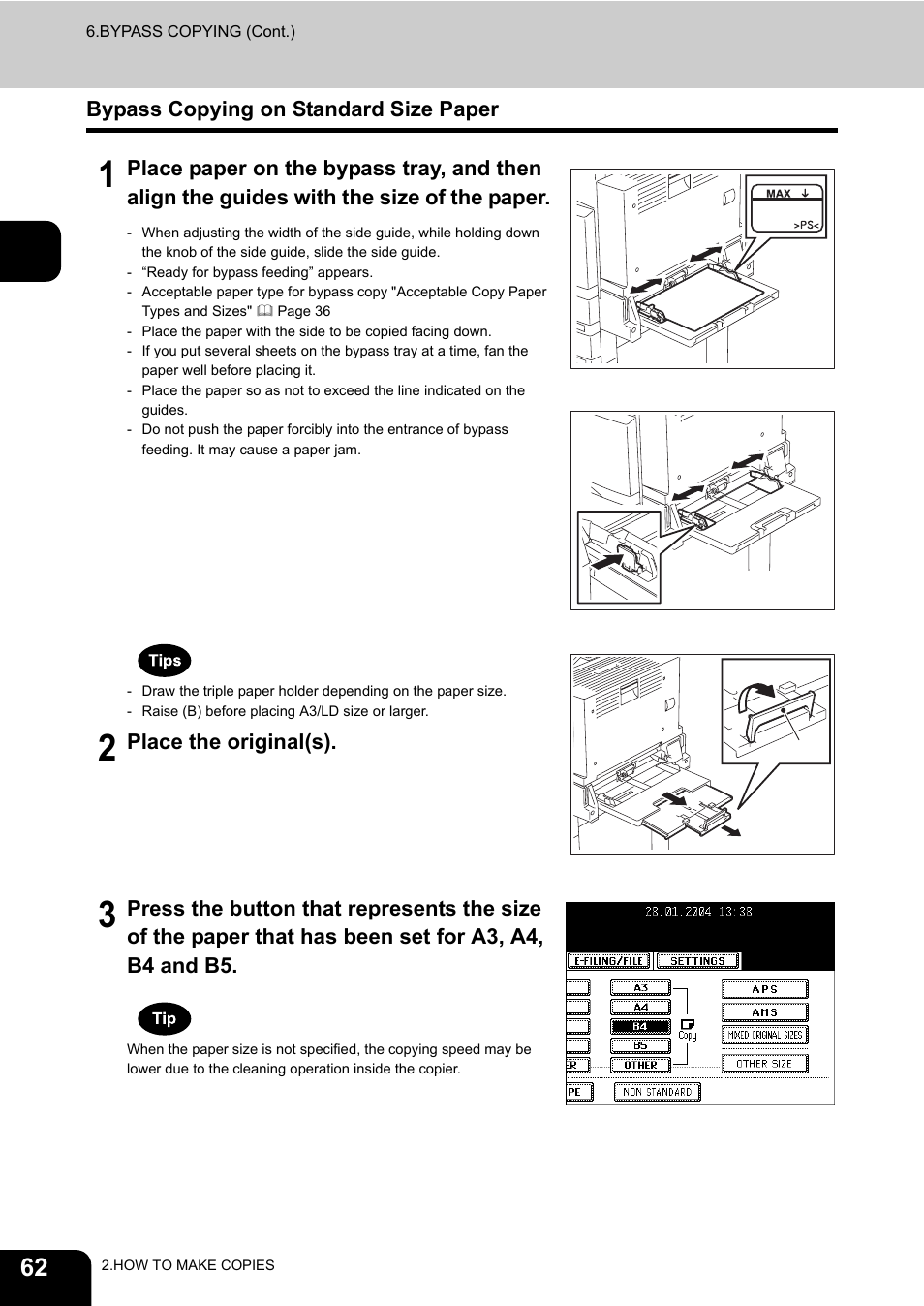 Bypass copying on standard size paper | Toshiba E-STUDIO230/280 User Manual | Page 64 / 316