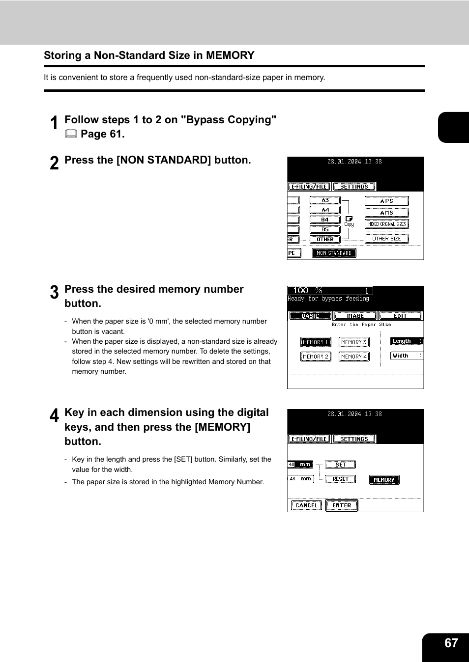 Storing a non-standard size in memory | Toshiba E-STUDIO230/280 User Manual | Page 69 / 316