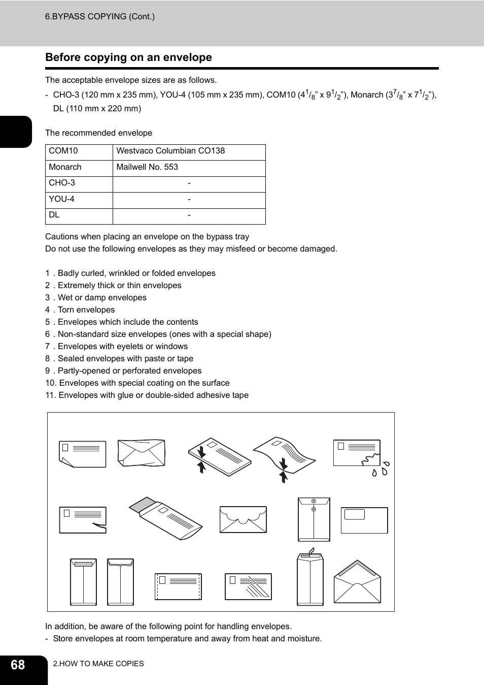 Before copying on an envelope | Toshiba E-STUDIO230/280 User Manual | Page 70 / 316