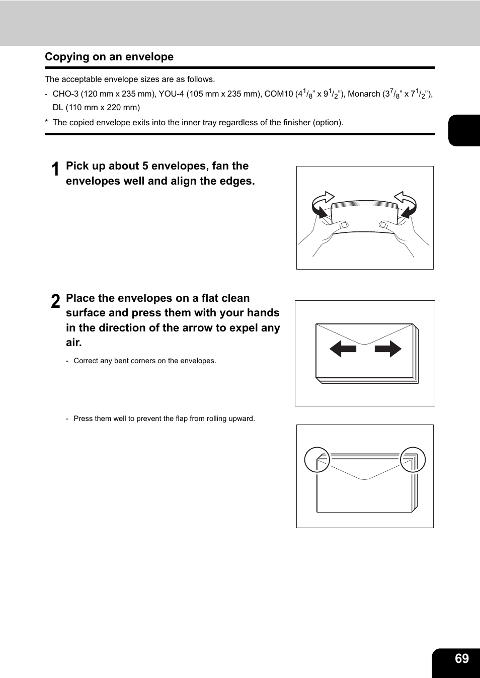 Copying on an envelope | Toshiba E-STUDIO230/280 User Manual | Page 71 / 316