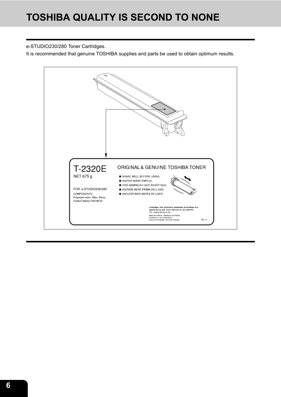 Toshiba quality is second to none | Toshiba E-STUDIO230/280 User Manual | Page 8 / 316