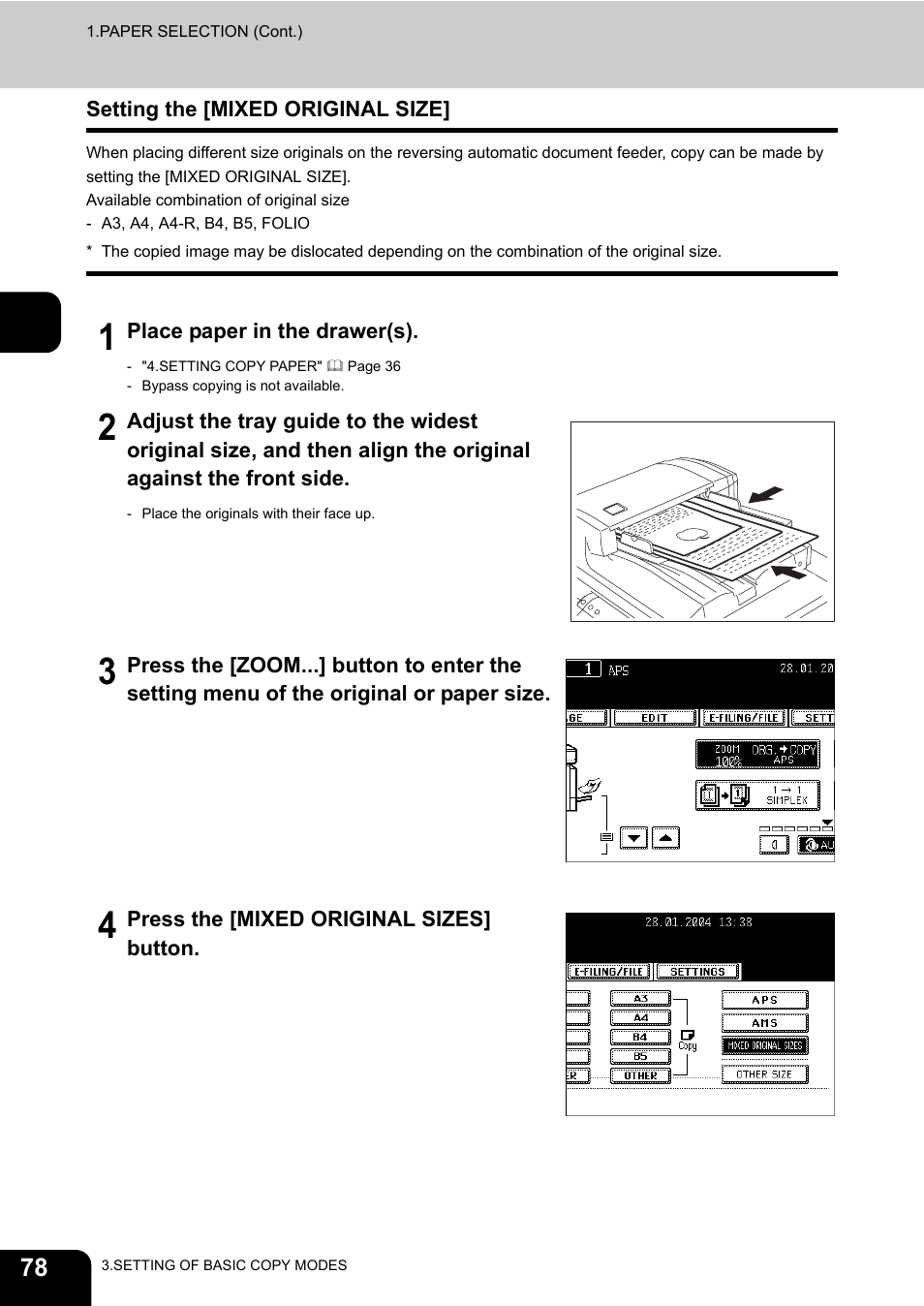 Setting the [mixed original size, Nals, see "setting the [mixed | Toshiba E-STUDIO230/280 User Manual | Page 80 / 316