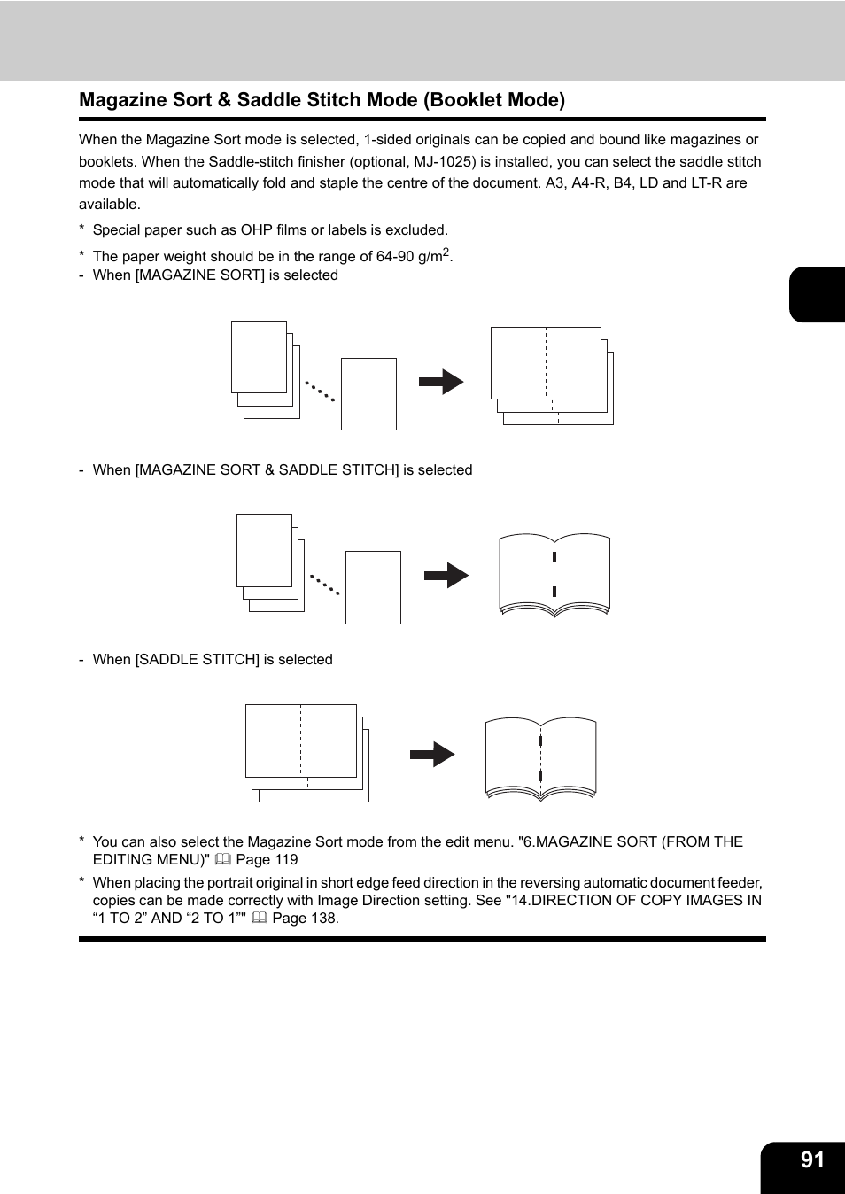 Magazine sort & saddle stitch mode (booklet mode) | Toshiba E-STUDIO230/280 User Manual | Page 93 / 316