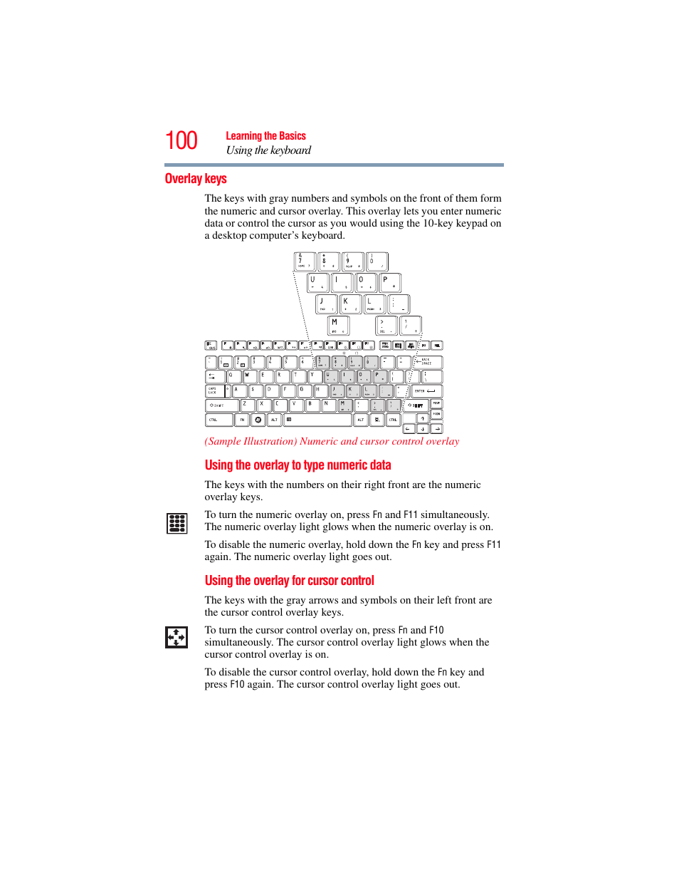 Overlay keys | Toshiba SATELLITE U500 User Manual | Page 100 / 251