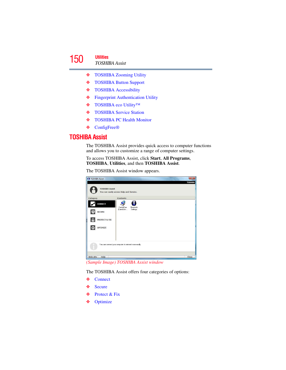 Toshiba assist | Toshiba SATELLITE U500 User Manual | Page 150 / 251