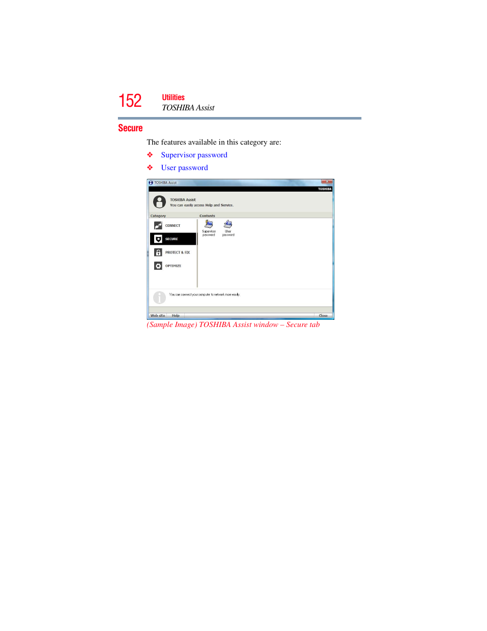 Secure | Toshiba SATELLITE U500 User Manual | Page 152 / 251