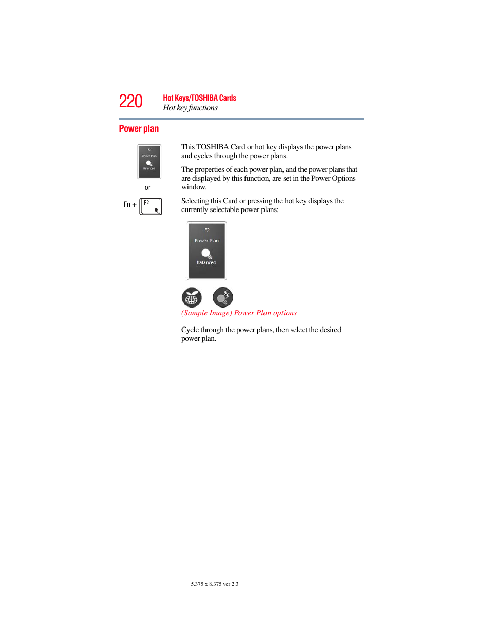 Power plan | Toshiba SATELLITE U500 User Manual | Page 220 / 251