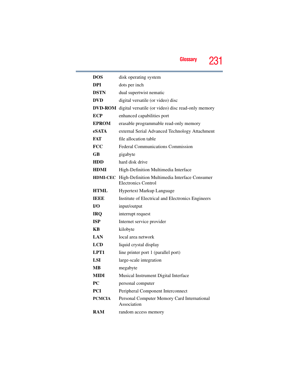 Toshiba SATELLITE U500 User Manual | Page 231 / 251