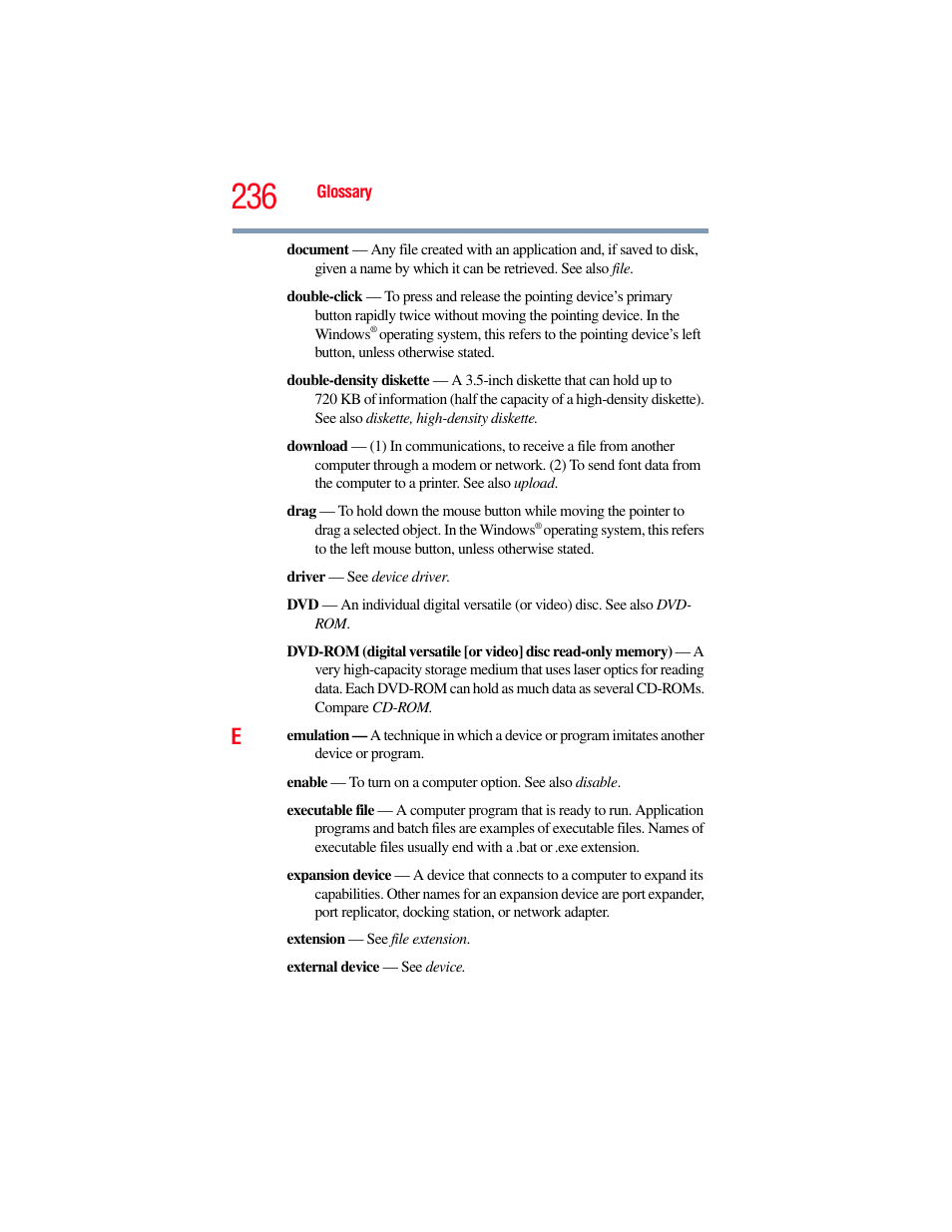 Toshiba SATELLITE U500 User Manual | Page 236 / 251