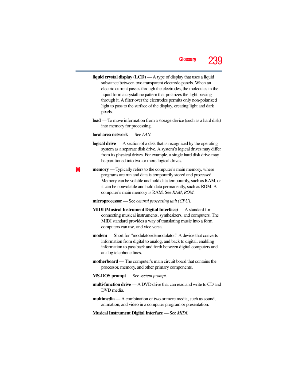 Toshiba SATELLITE U500 User Manual | Page 239 / 251