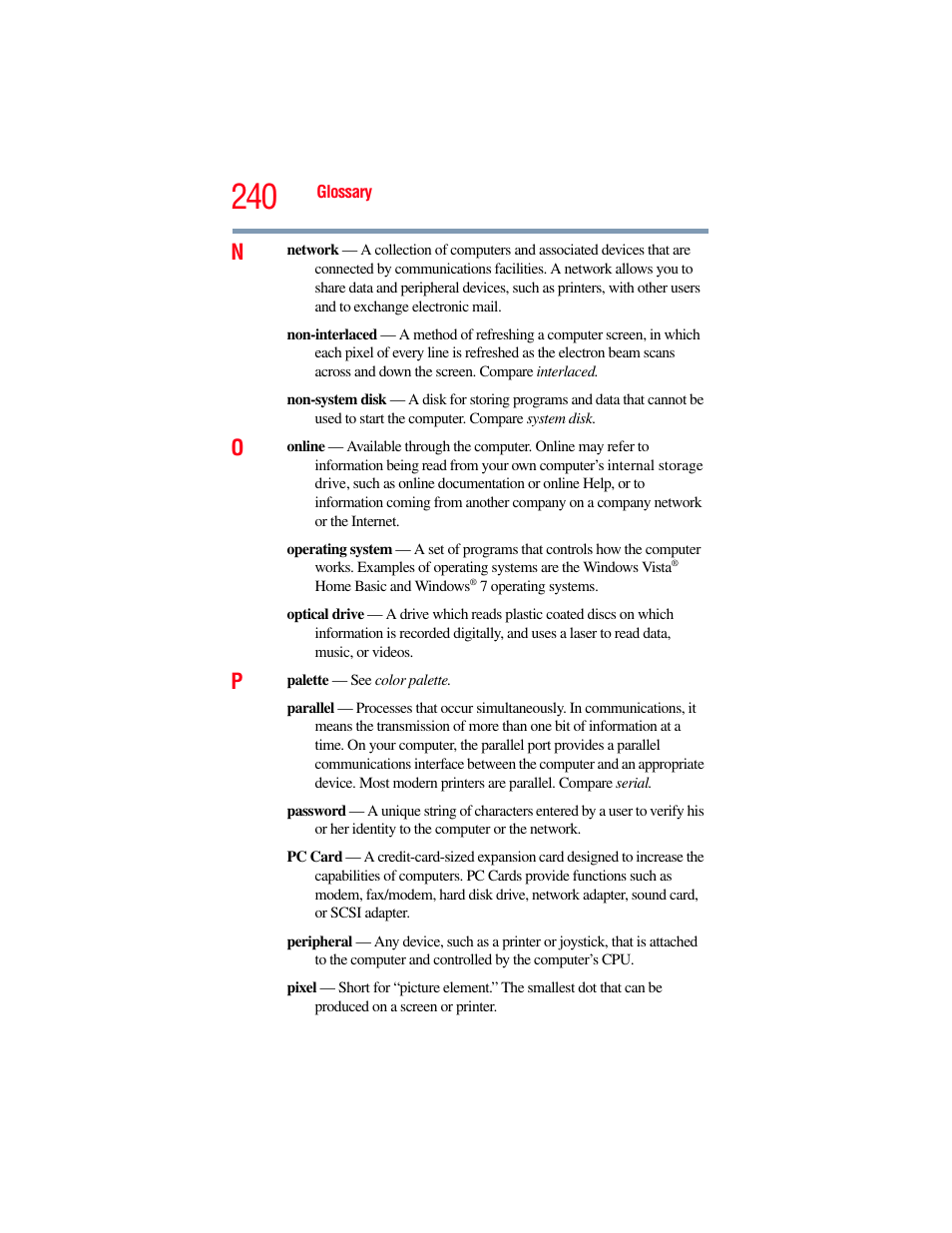 Toshiba SATELLITE U500 User Manual | Page 240 / 251