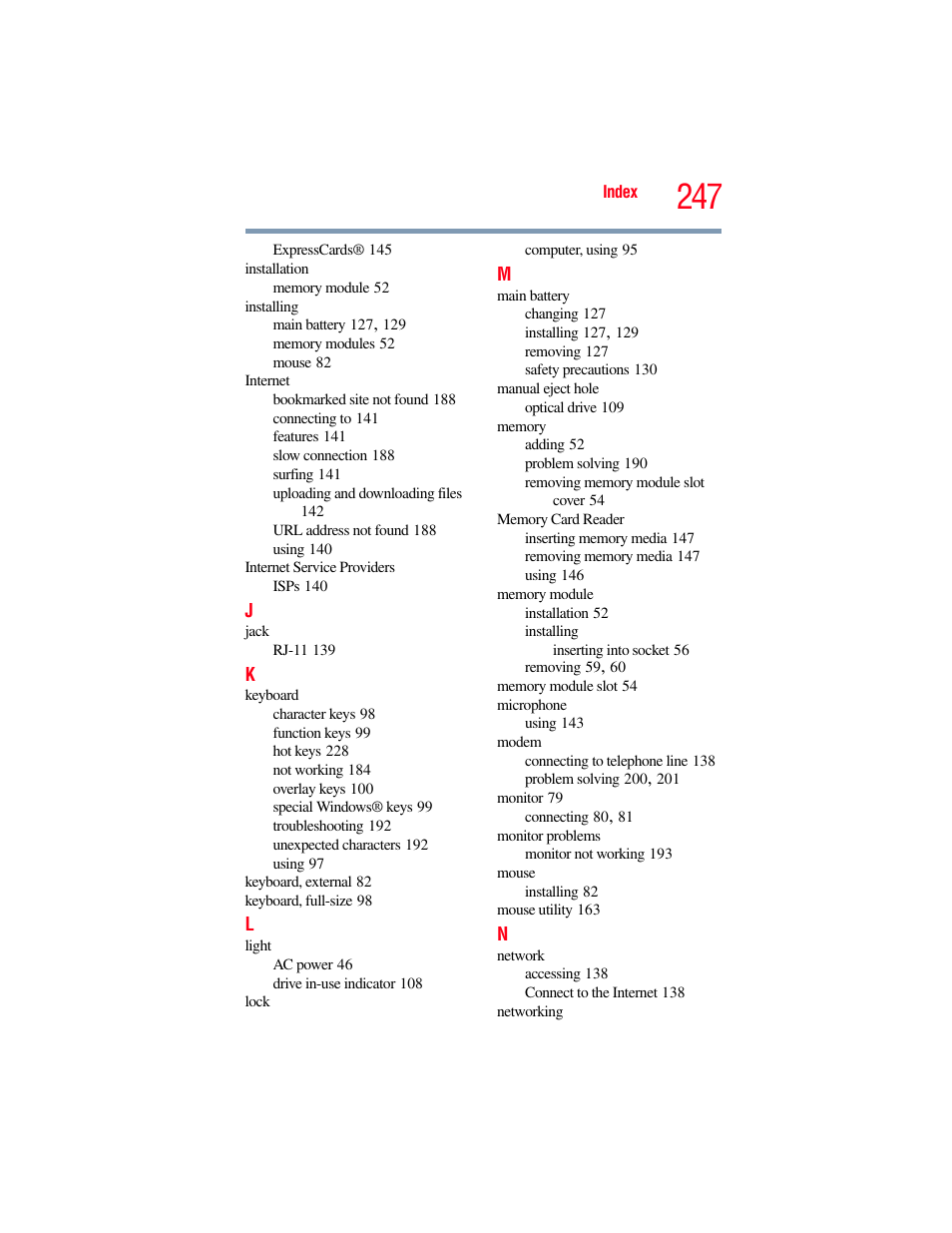 Toshiba SATELLITE U500 User Manual | Page 247 / 251