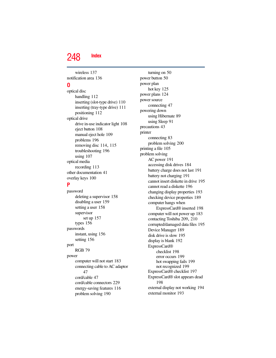 Toshiba SATELLITE U500 User Manual | Page 248 / 251