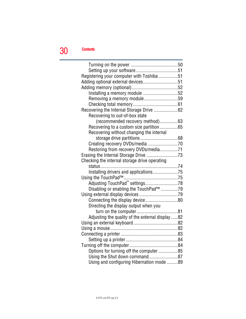 Toshiba SATELLITE U500 User Manual | Page 30 / 251