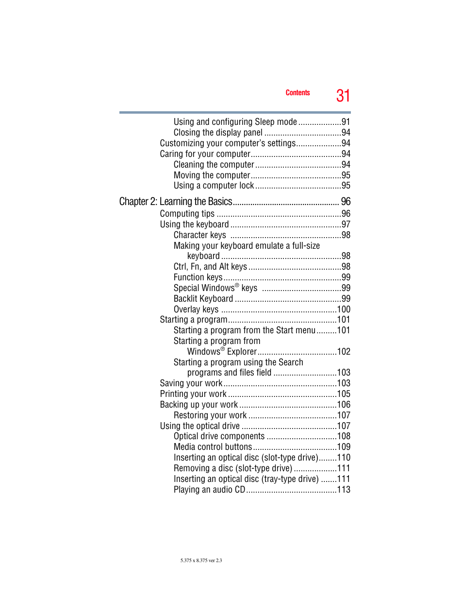 Toshiba SATELLITE U500 User Manual | Page 31 / 251