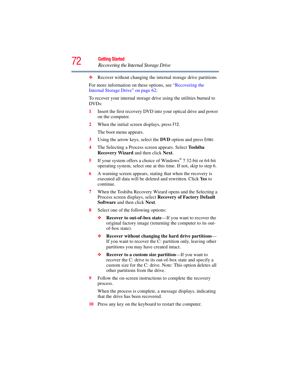 Toshiba SATELLITE U500 User Manual | Page 72 / 251