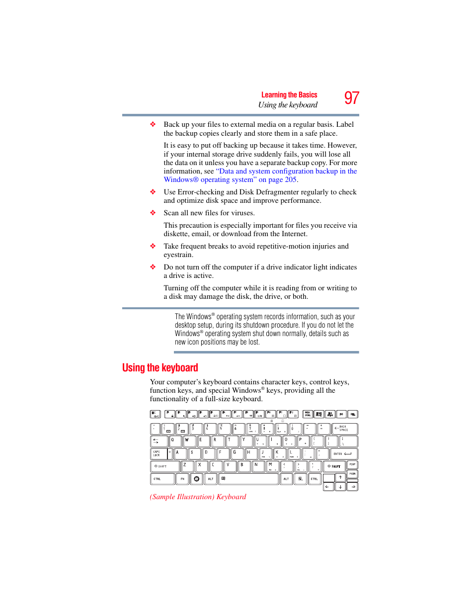 Using the keyboard | Toshiba SATELLITE U500 User Manual | Page 97 / 251