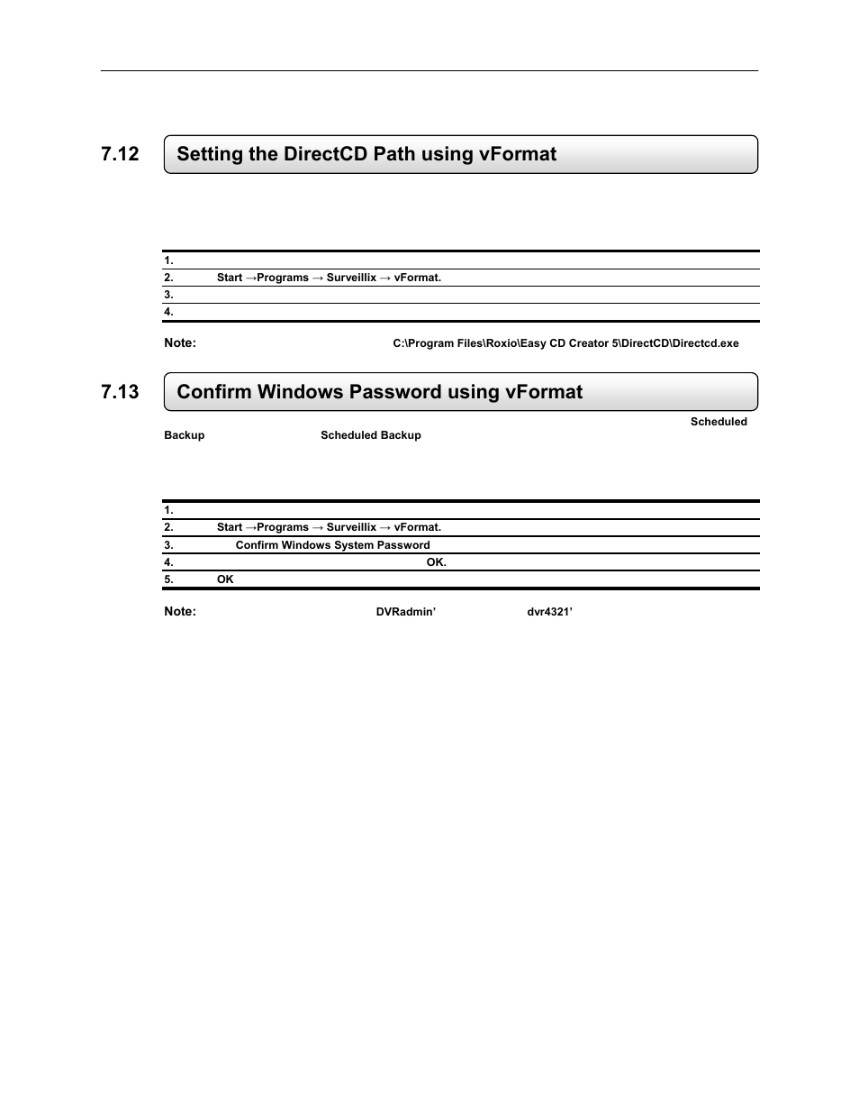 12 setting the directcd path using vformat, 13 confirm windows password using vformat, Setting the directcd path using vformat | Confirm windows password using vformat | Toshiba EVR64-X User Manual | Page 112 / 147