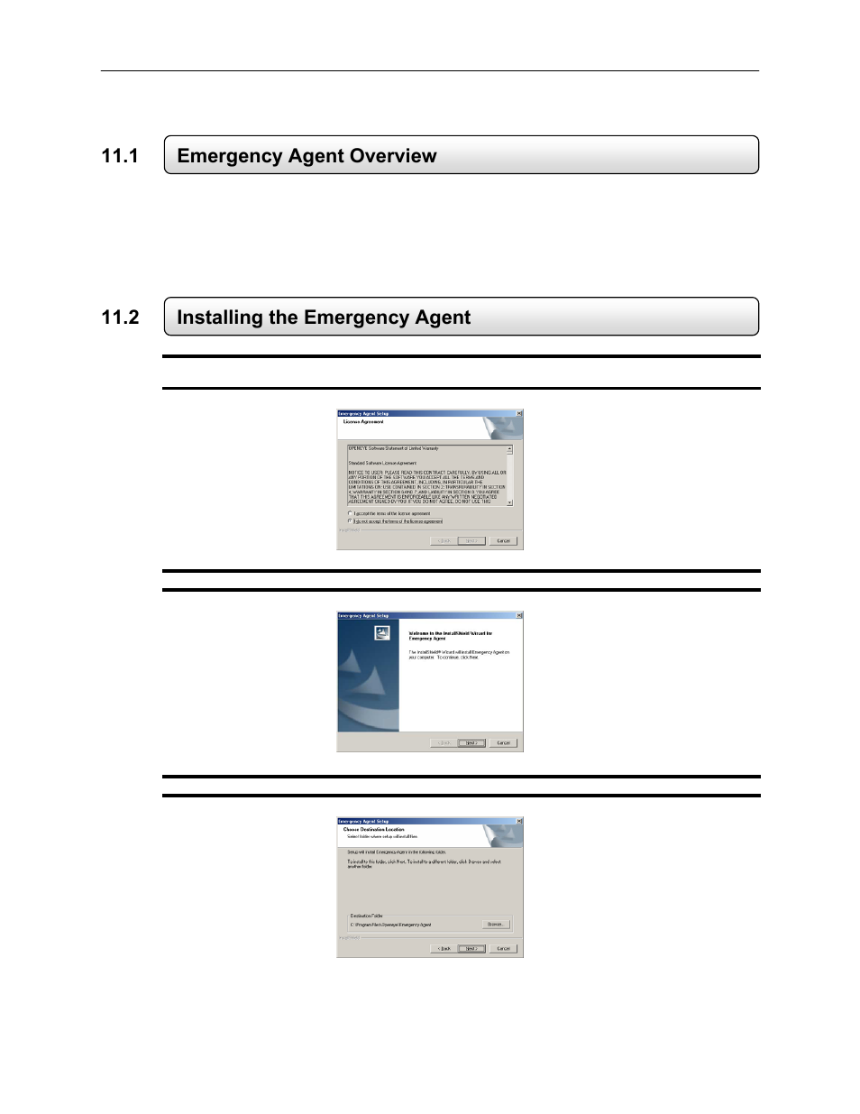 1 emergency agent overview, 2 installing the emergency agent | Toshiba EVR64-X User Manual | Page 128 / 147