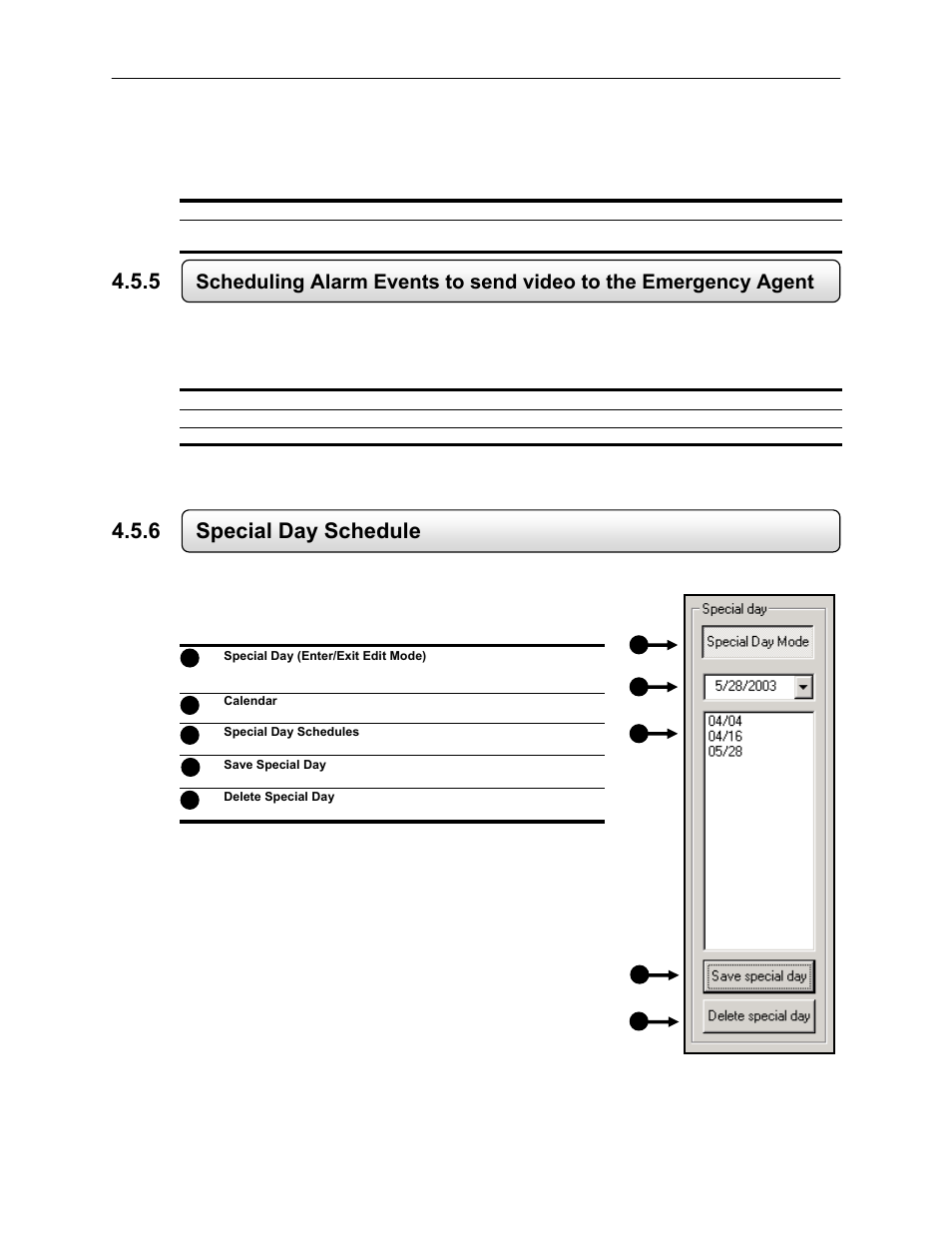 6 special day schedule, Scheduling alarm events (motion) | Toshiba EVR64-X User Manual | Page 58 / 147