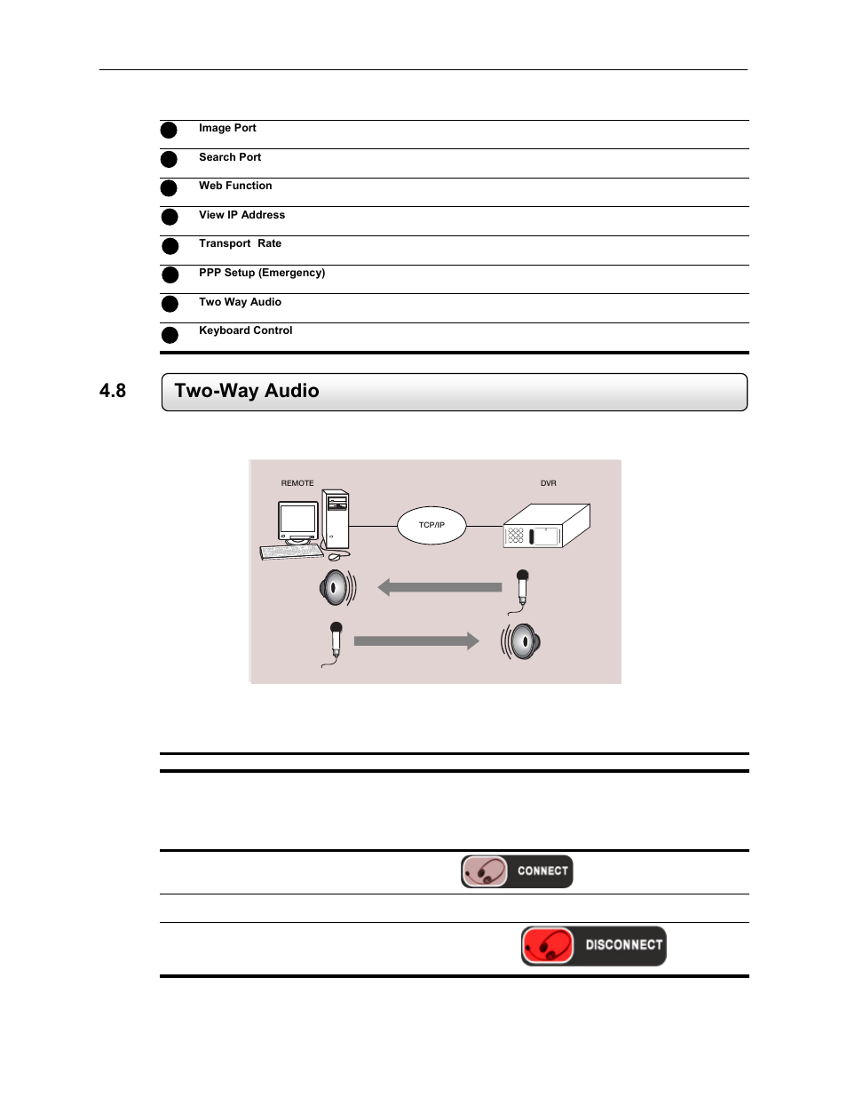8 two-way audio, Enabling 2-way audio | Toshiba EVR64-X User Manual | Page 66 / 147