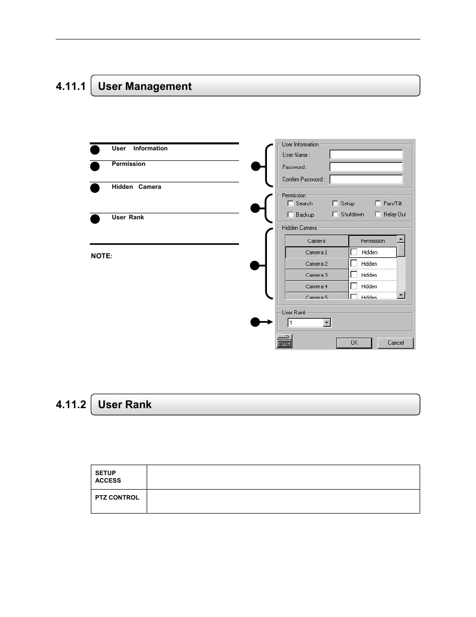 1 user management, 2 user rank | Toshiba EVR64-X User Manual | Page 71 / 147