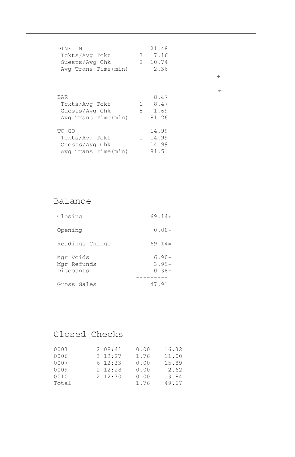 Balance, Closed checks | Toshiba FS-3700 Series User Manual | Page 132 / 150