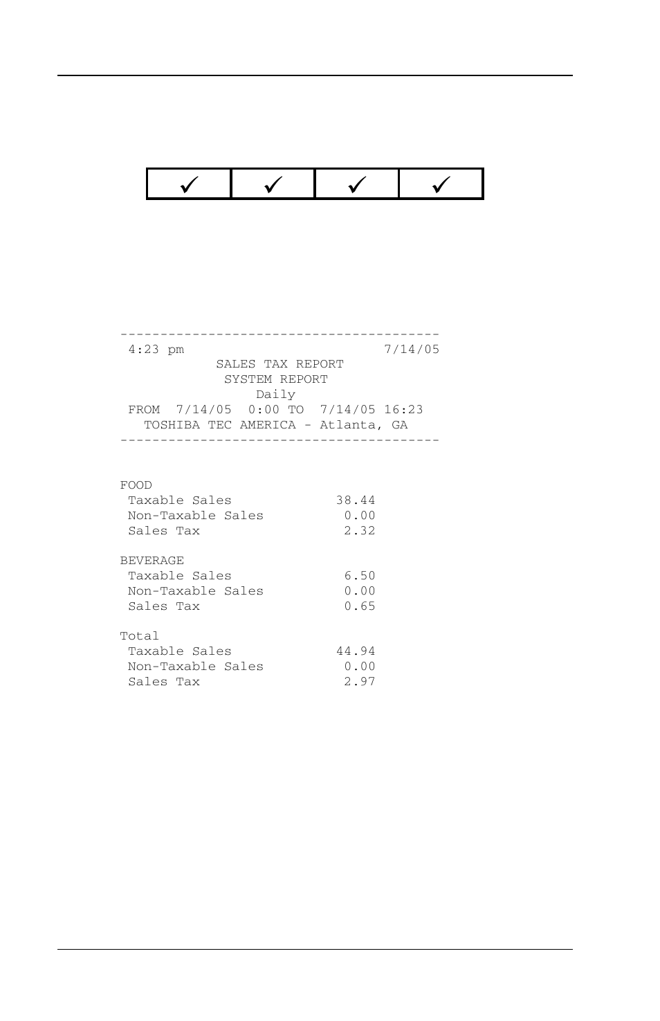 11 sales tax report, Sales tax report -26 | Toshiba FS-3700 Series User Manual | Page 140 / 150