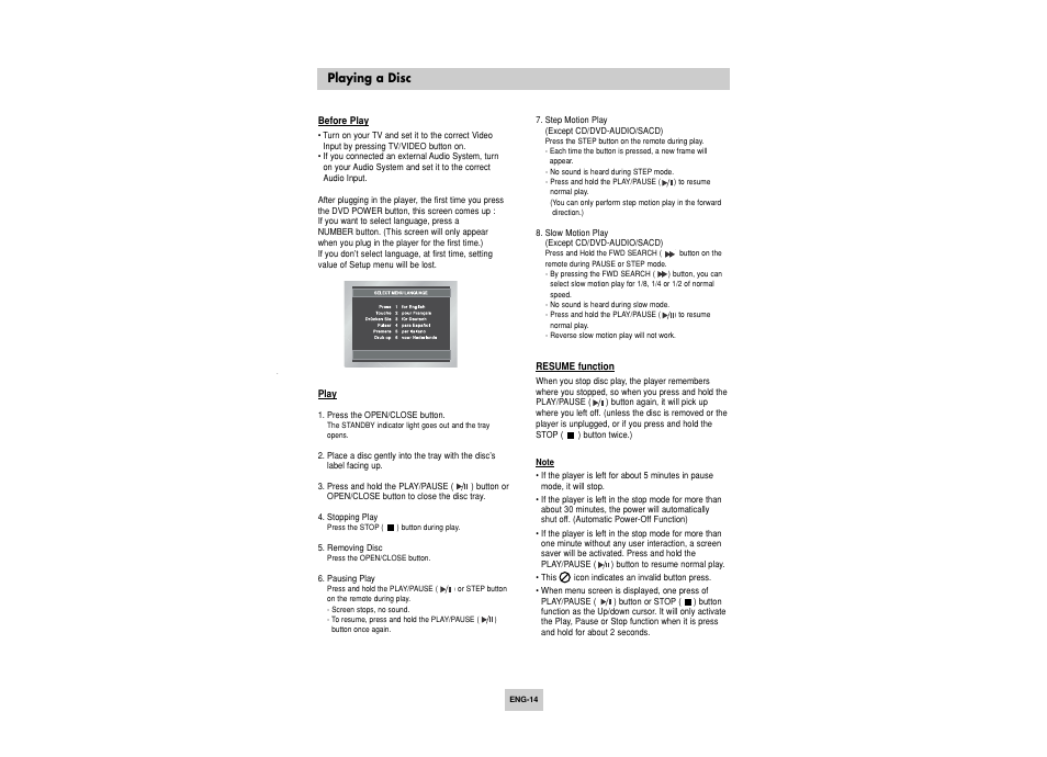 Basic operation, Playing a disc | Toshiba SD-6915SU User Manual | Page 14 / 49