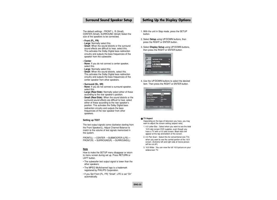 Display options | Toshiba SD-6915SU User Manual | Page 33 / 49