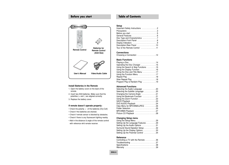 Toshiba SD-6915SU User Manual | Page 5 / 49